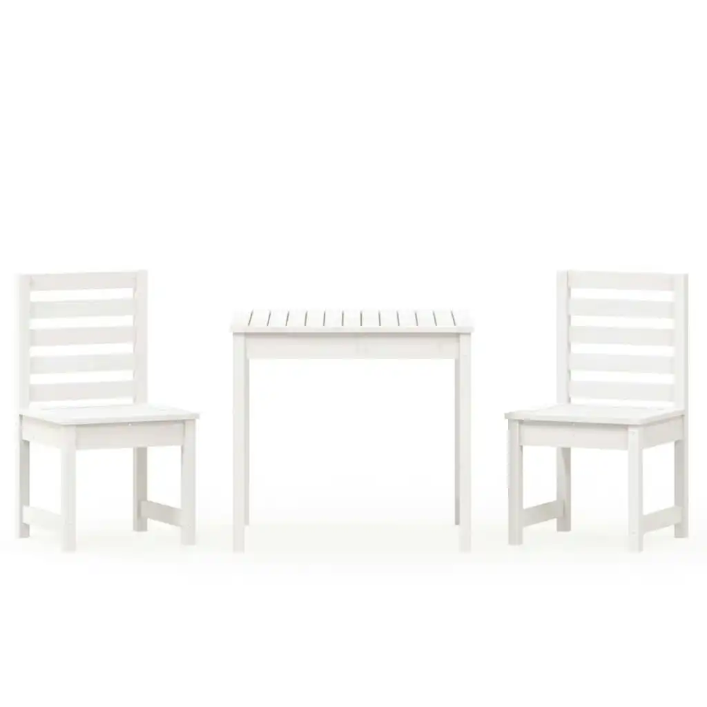 3 Piece Garden Bistro Set White Solid Wood Pine 3154672