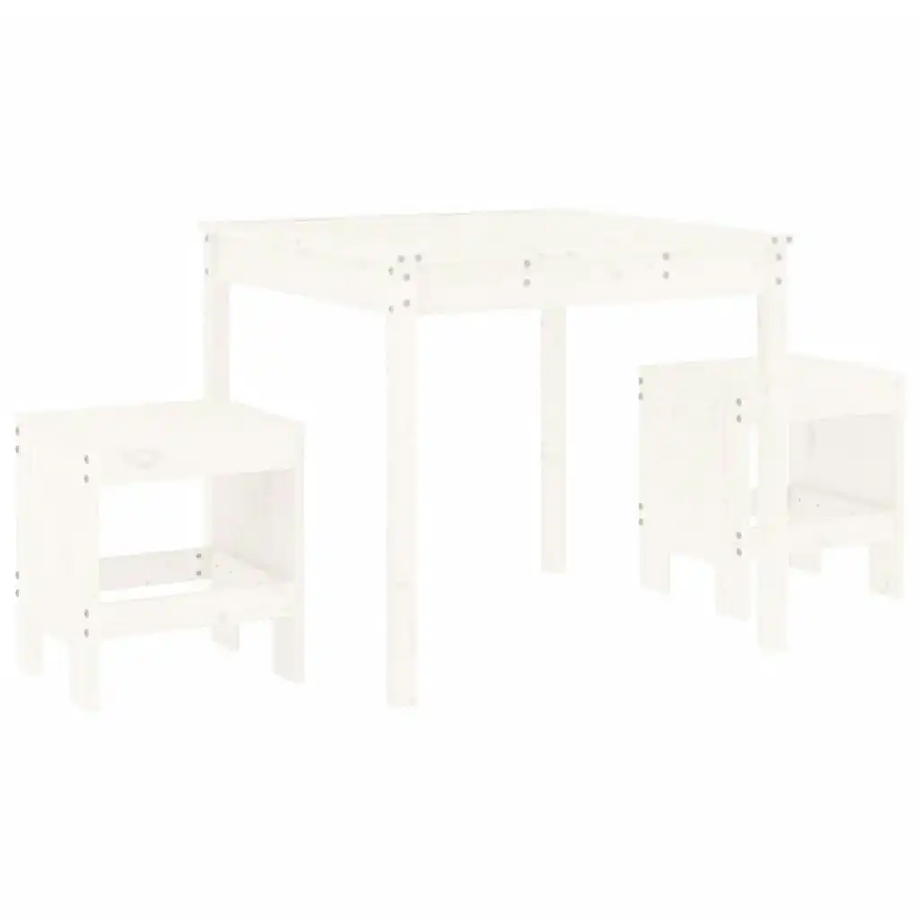 3 Piece Garden Bistro Set White Solid Wood Pine 3157704