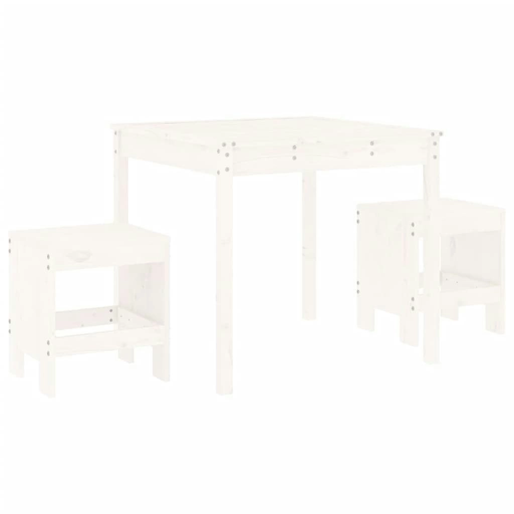 3 Piece Garden Bistro Set White Solid Wood Pine 3157704