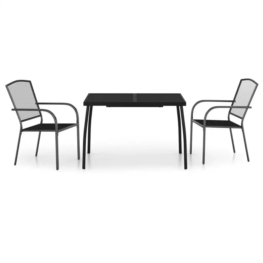 3 Piece Garden Dining Set Anthracite Steel 3187969