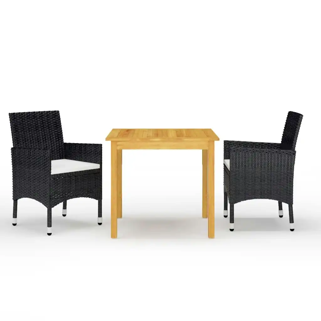 3 Piece Garden Dining Set Black 3067667