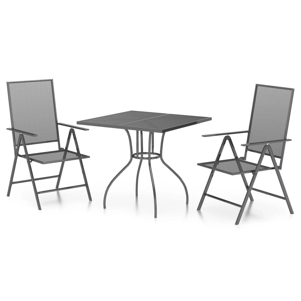 3 Piece Garden Dining Set Anthracite Steel 3187975