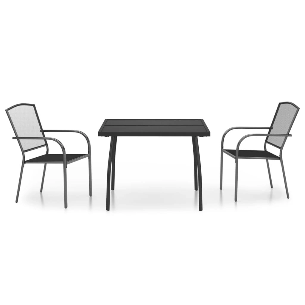 3 Piece Garden Dining Set Anthracite Steel 3187967