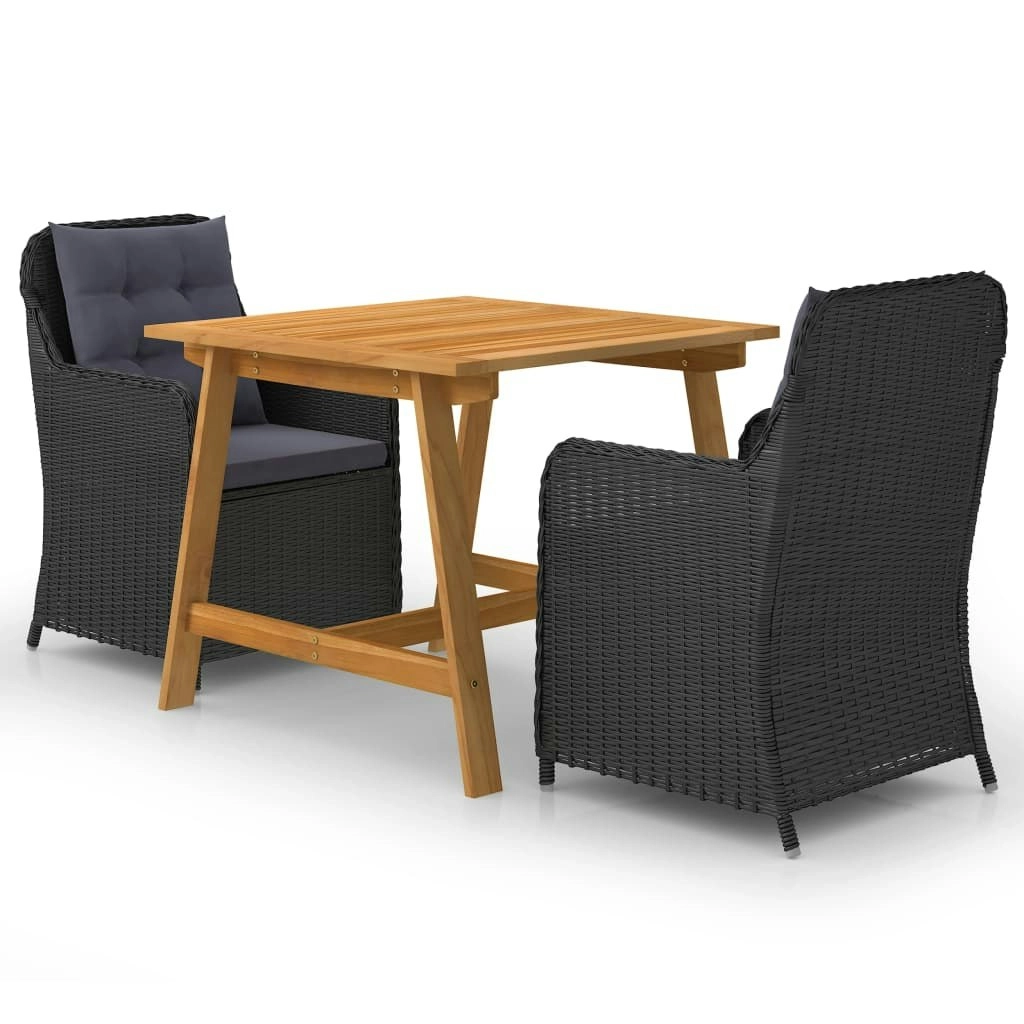 3 Piece Garden Dining Set Black 3068717