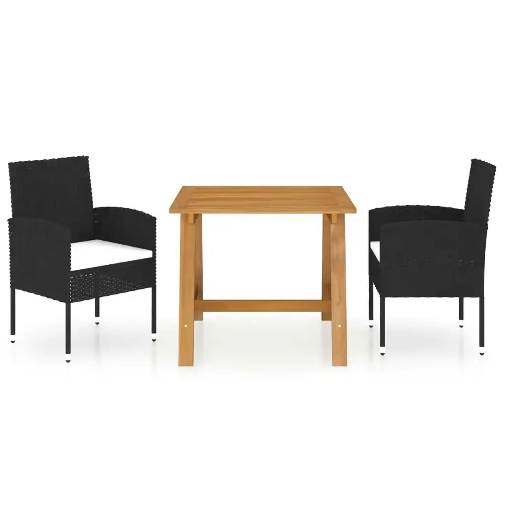 3 Piece Garden Dining Set Black 3068722