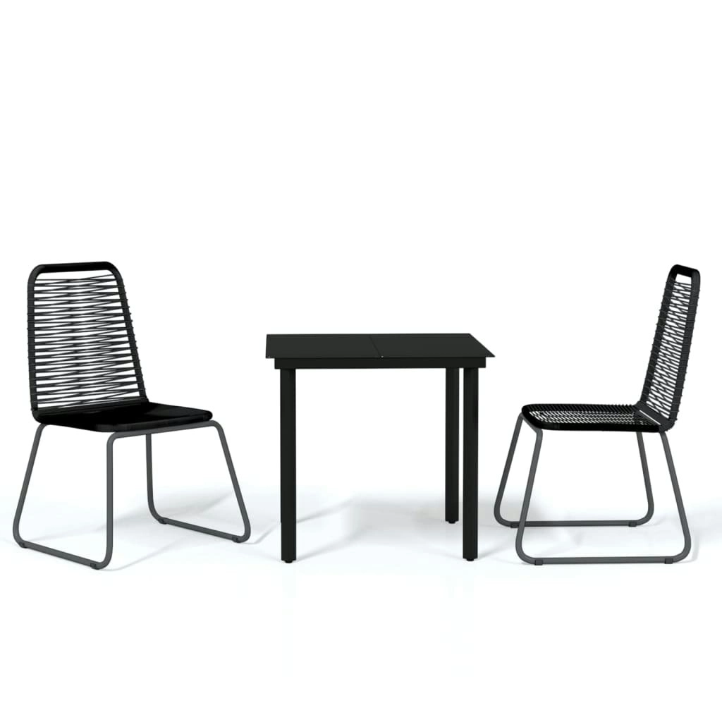 3 Piece Garden Dining Set Black 3099089