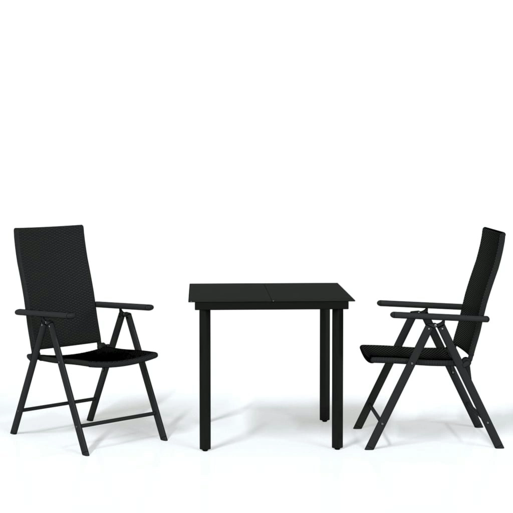 3 Piece Garden Dining Set Black 3099101