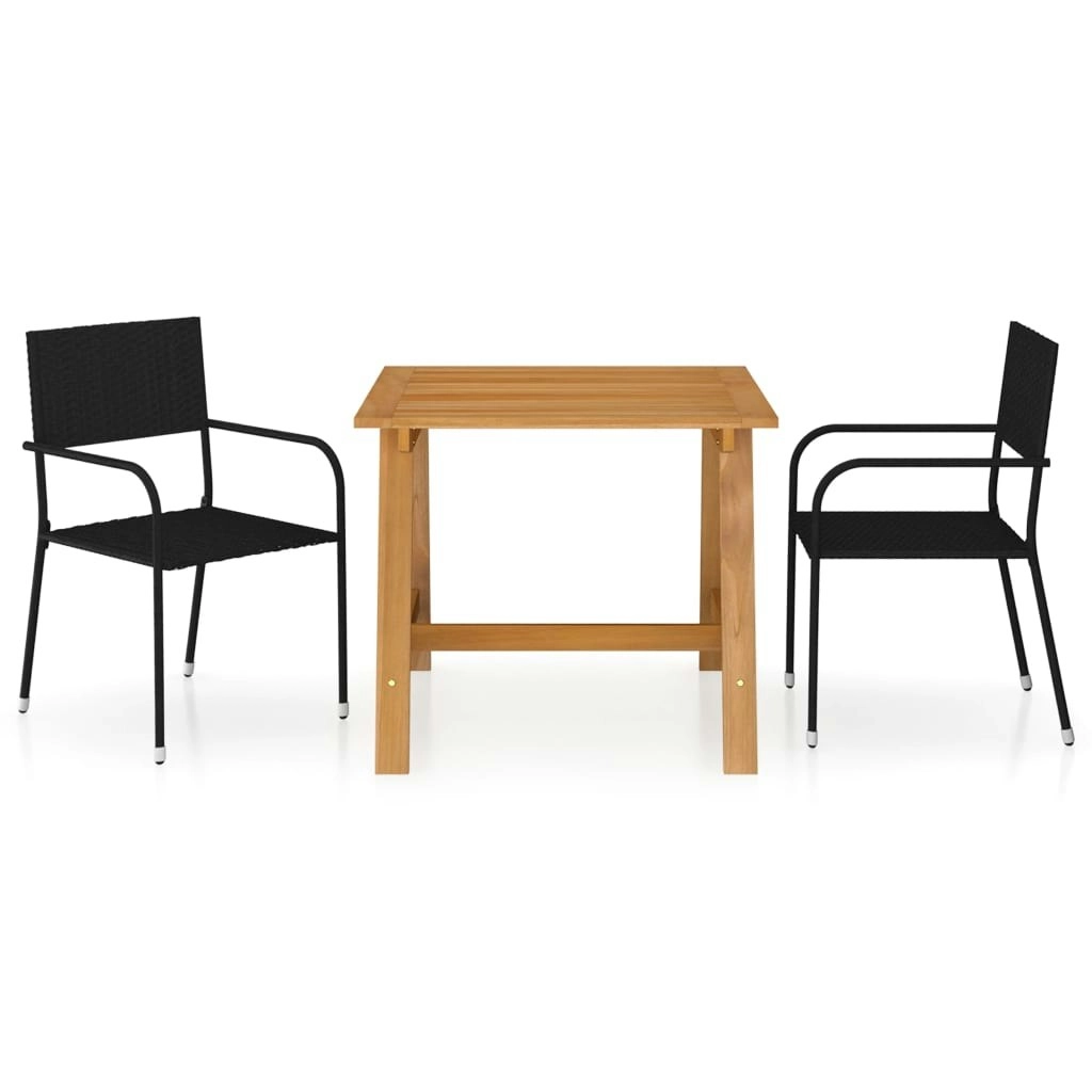 3 Piece Garden Dining Set Black 3068720