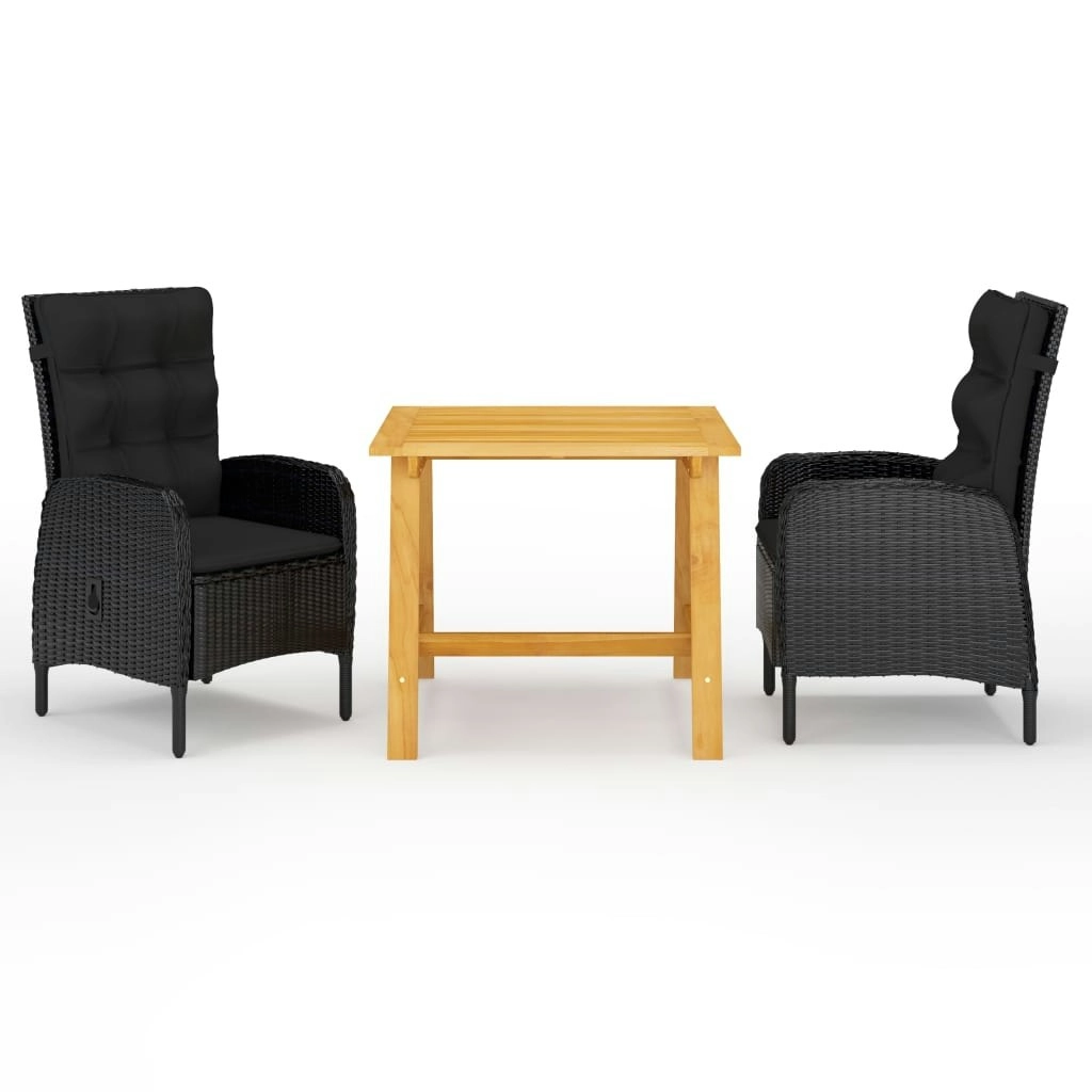 3 Piece Garden Dining Set Black 3068690