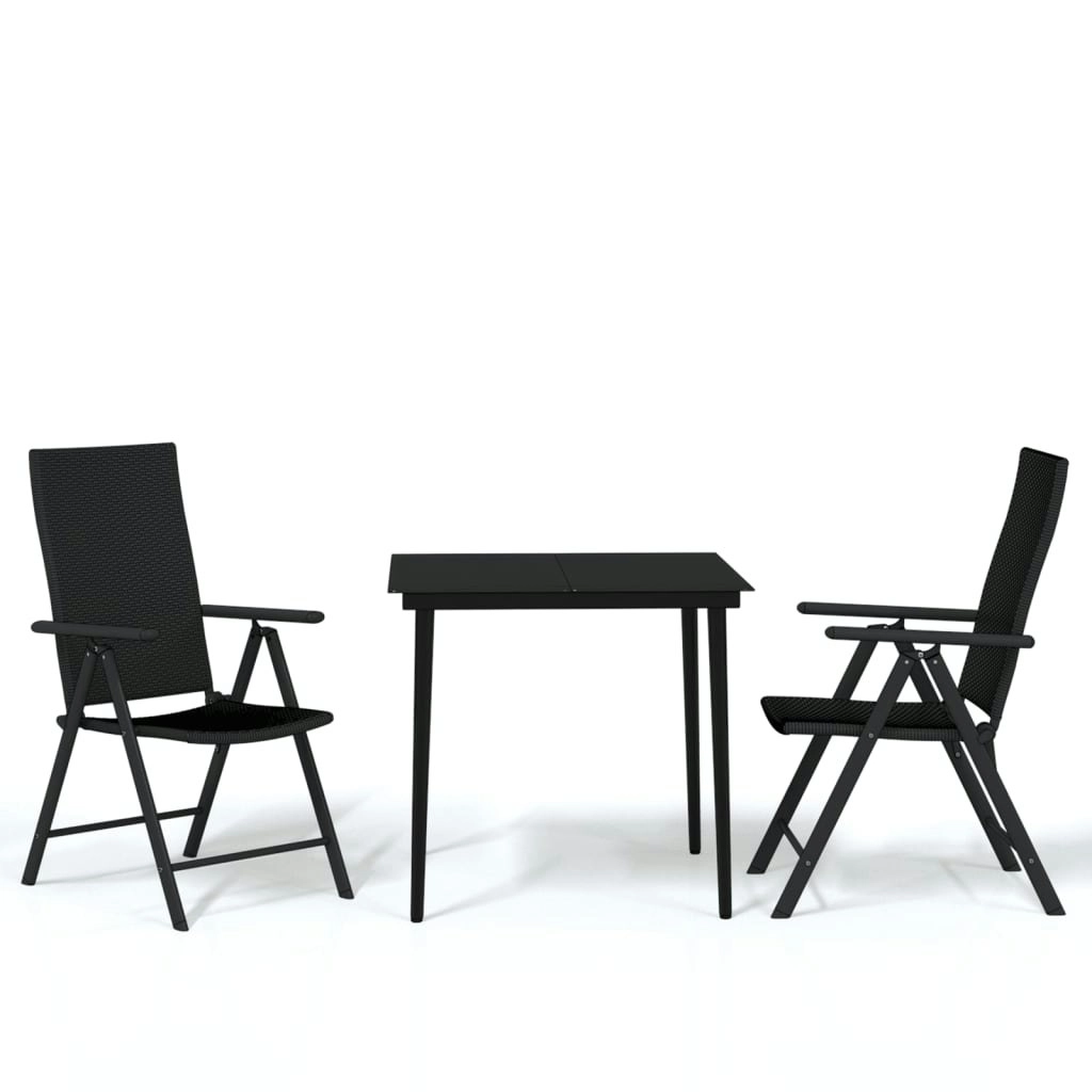 3 Piece Garden Dining Set Black 3099107