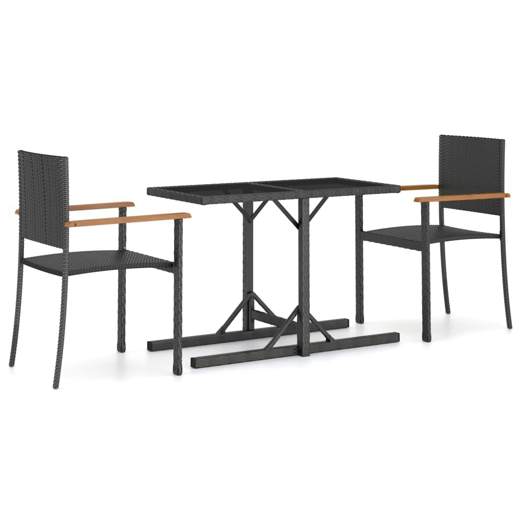 3 Piece Garden Dining Set Black 3072442