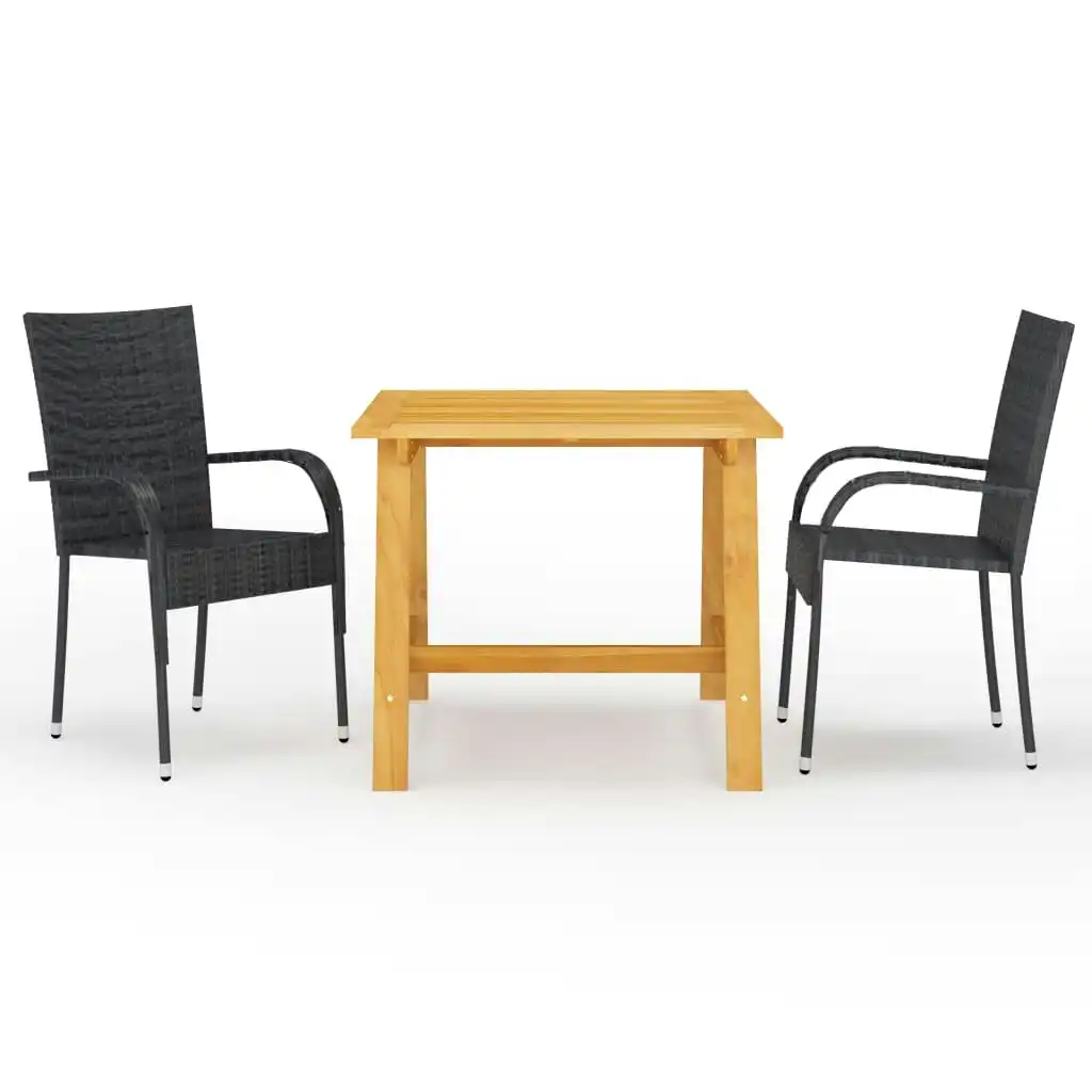 3 Piece Garden Dining Set Black 3068698