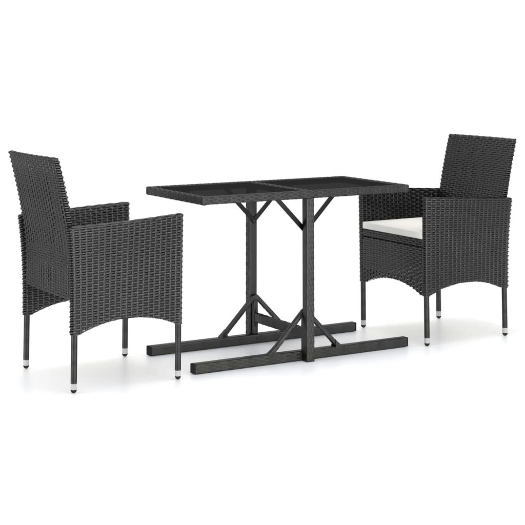 3 Piece Garden Dining Set Black 3072433