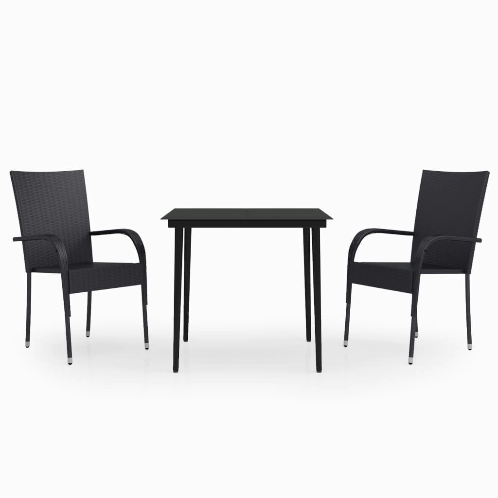 3 Piece Garden Dining Set Black 3099395