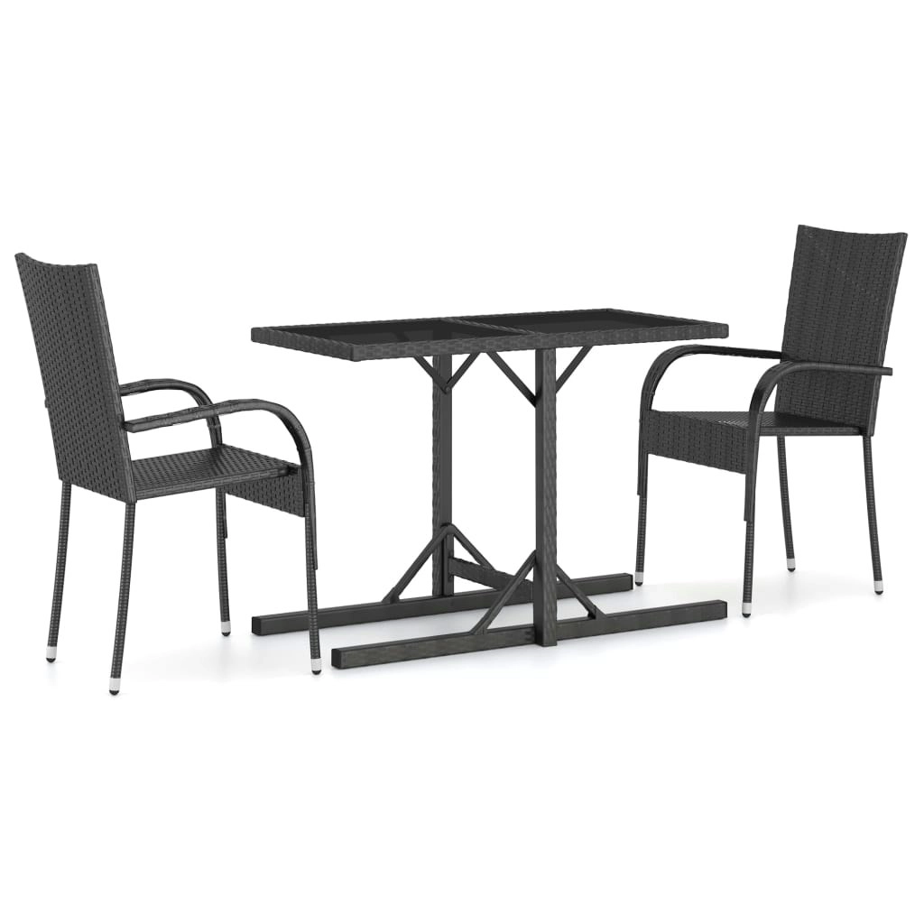 3 Piece Garden Dining Set Black 3072440