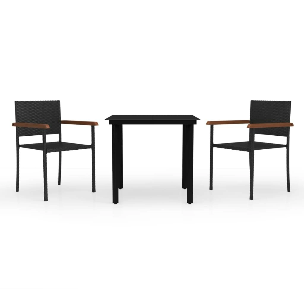 3 Piece Garden Dining Set Black 3099413