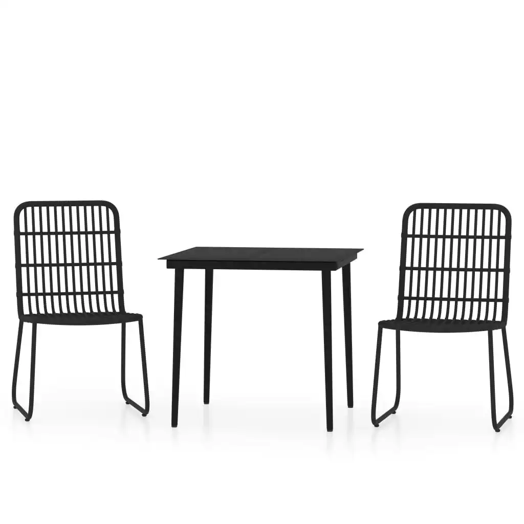 3 Piece Garden Dining Set Black 3099179