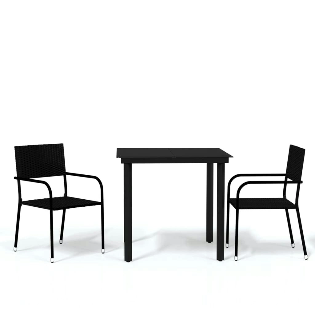 3 Piece Garden Dining Set Black 3099577