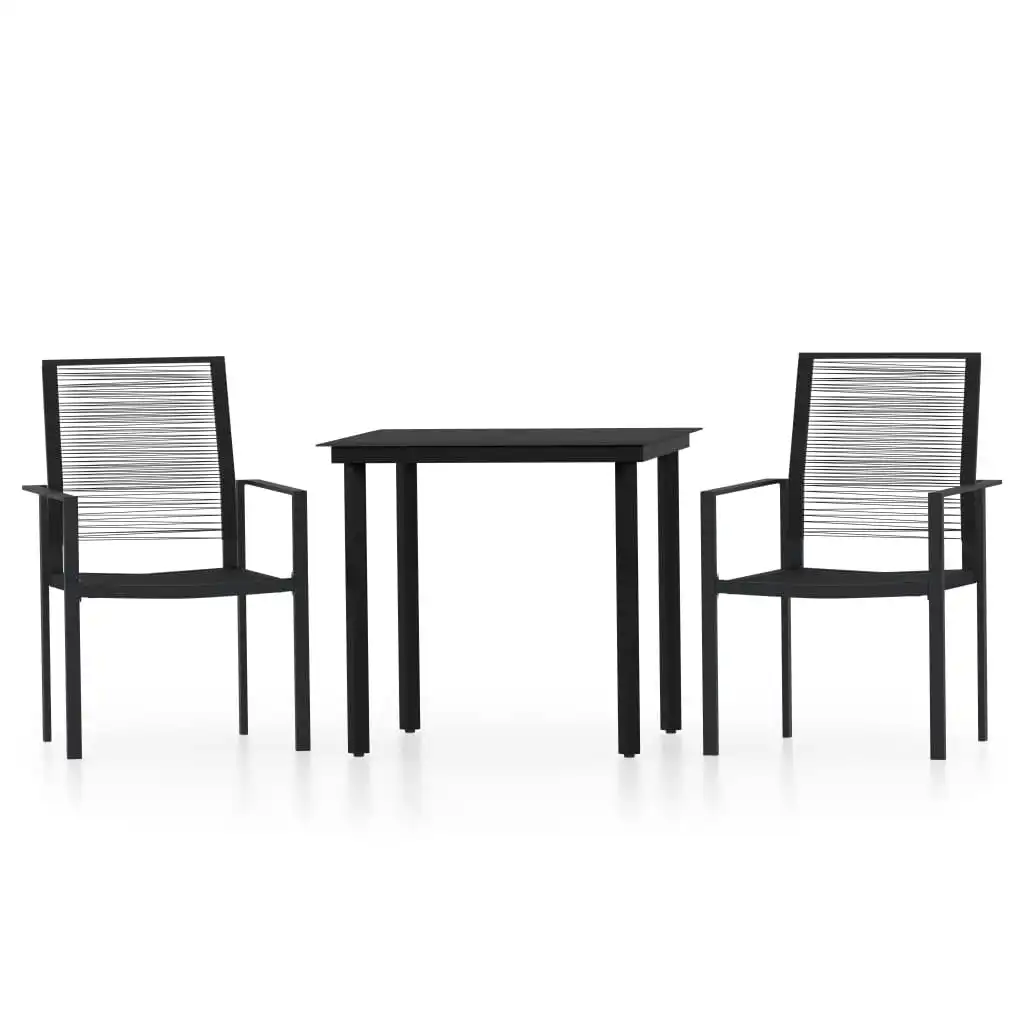 3 Piece Garden Dining Set Black 3099197