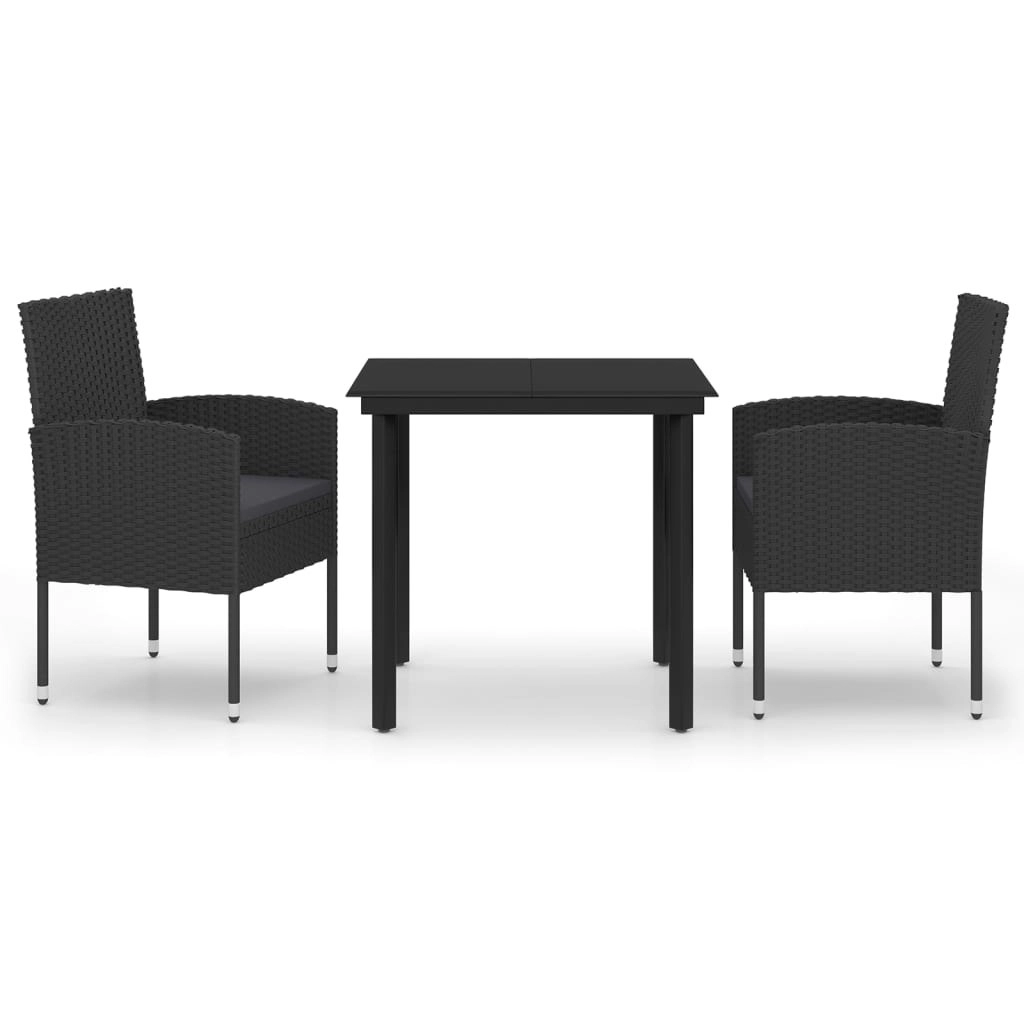 3 Piece Garden Dining Set Black 3099613