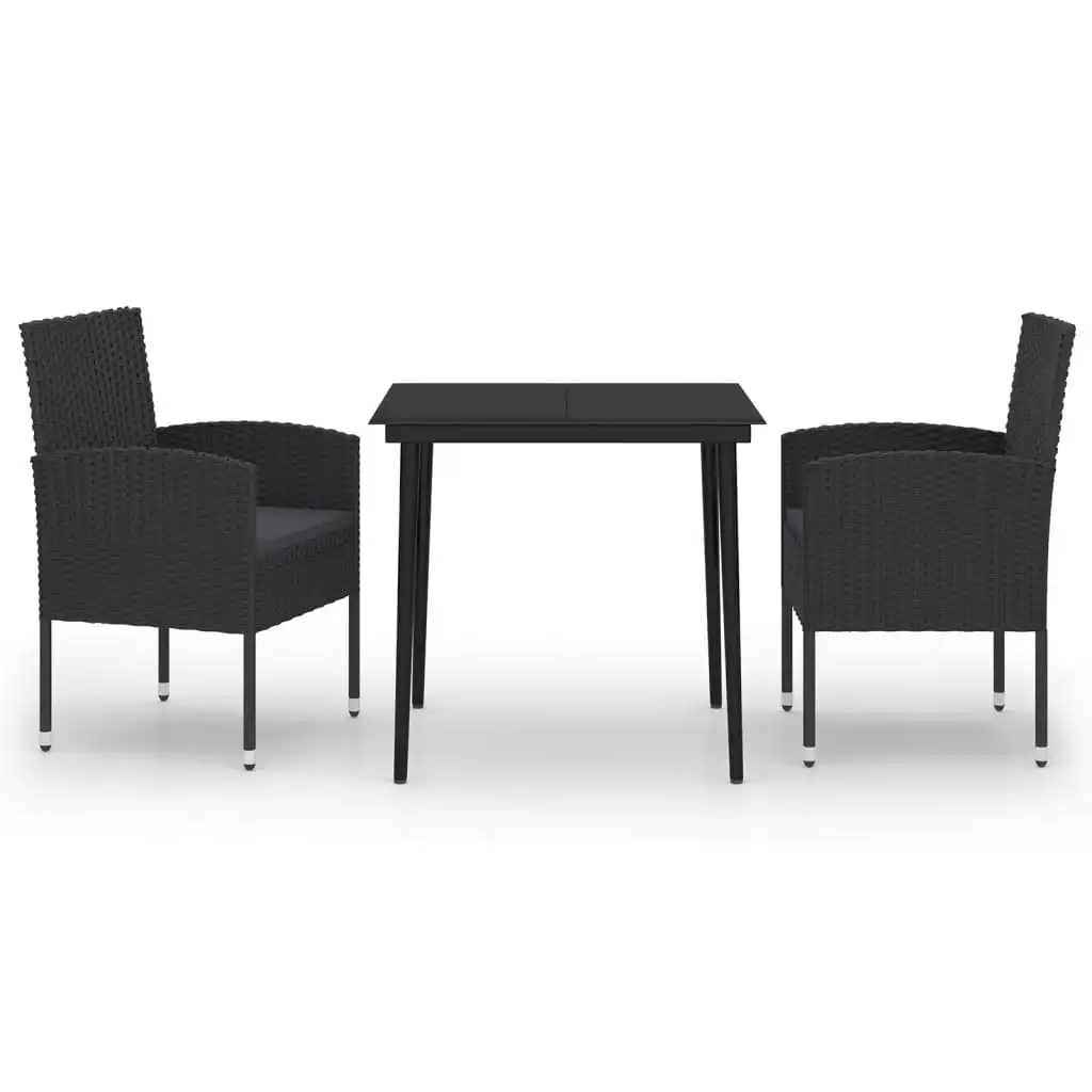 3 Piece Garden Dining Set Black 3099631