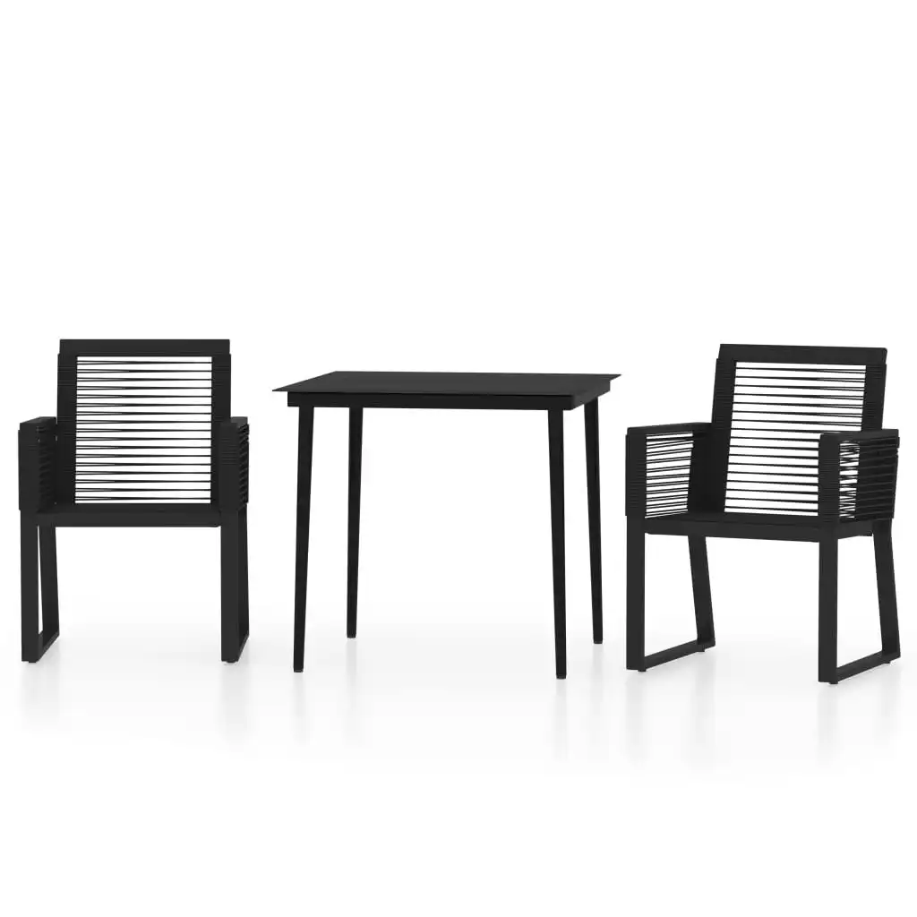 3 Piece Garden Dining Set Black 3099155