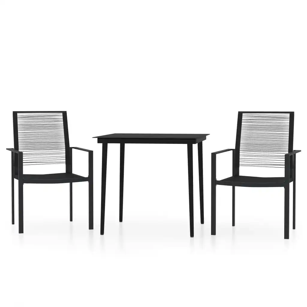 3 Piece Garden Dining Set Black 3099203