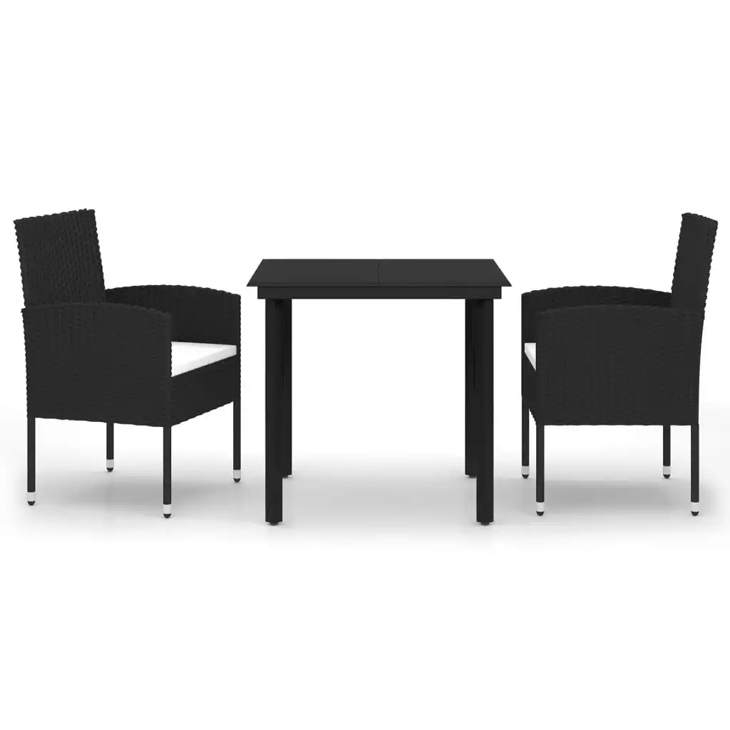 3 Piece Garden Dining Set Black 3099601