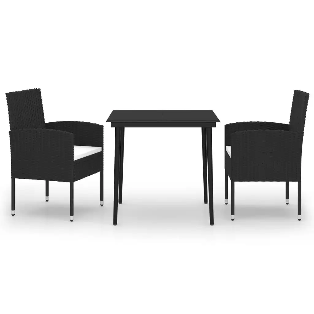 3 Piece Garden Dining Set Black 3099619