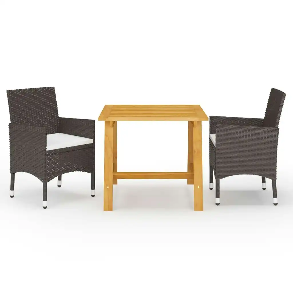 3 Piece Garden Dining Set Brown 3068686