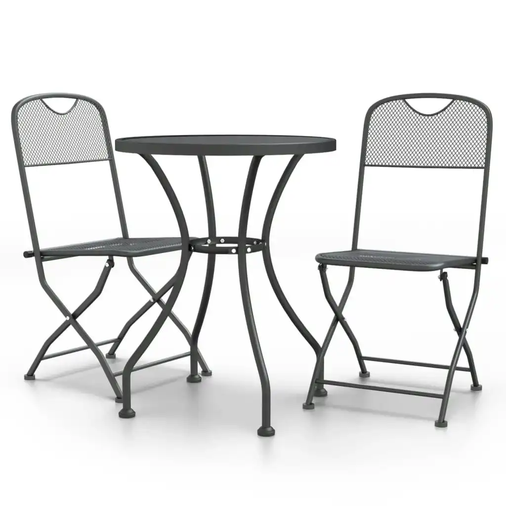 3 Piece Garden Dining Set Expanded Metal Mesh Anthracite 3084707