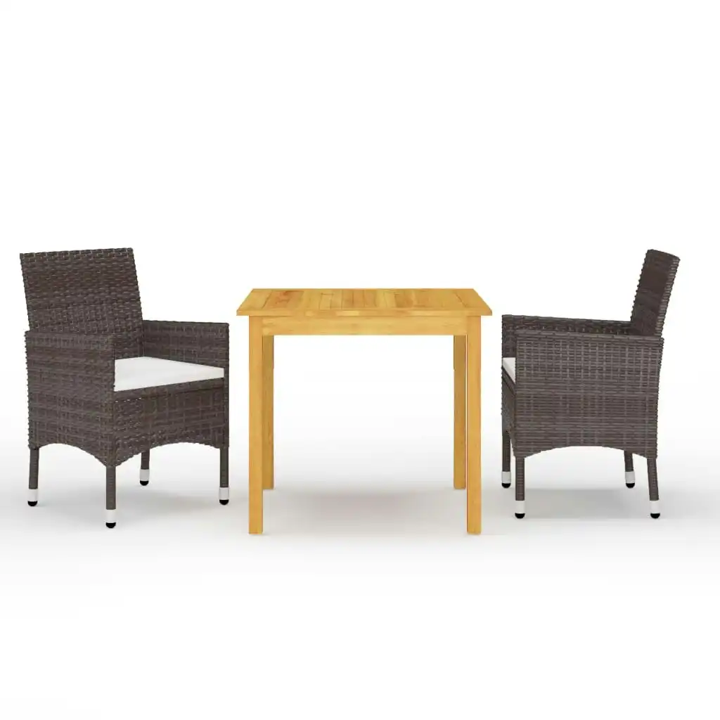 3 Piece Garden Dining Set Brown 3067670