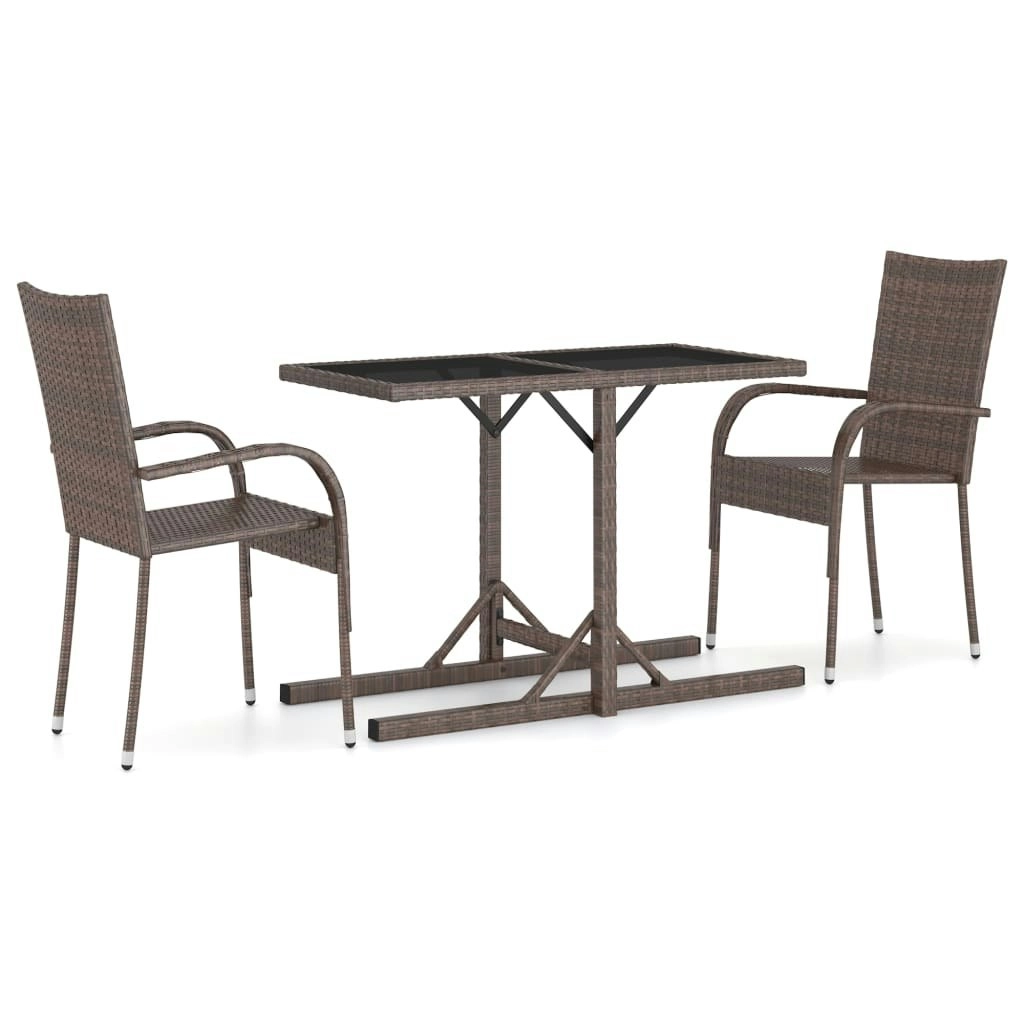 3 Piece Garden Dining Set Brown 3072451