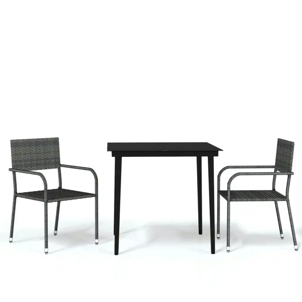 3 Piece Garden Dining Set Grey 3099595