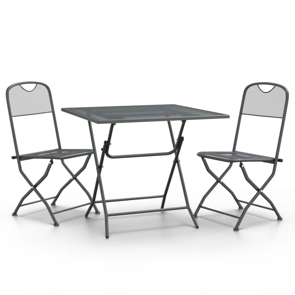 3 Piece Garden Dining Set Expanded Metal Mesh Anthracite 3084719