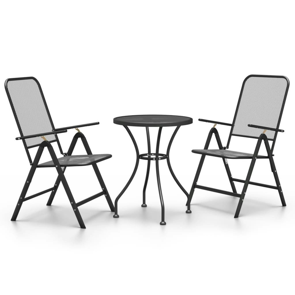 3 Piece Garden Dining Set Expanded Metal Mesh Anthracite 3084709