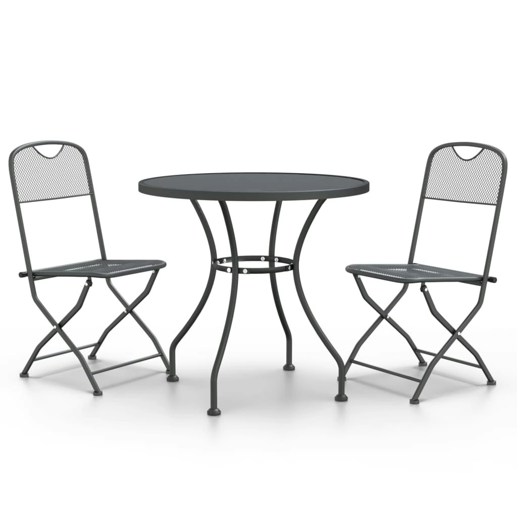 3 Piece Garden Dining Set Expanded Metal Mesh Anthracite 3084711