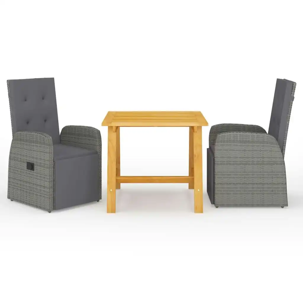 3 Piece Garden Dining Set Grey 3068712