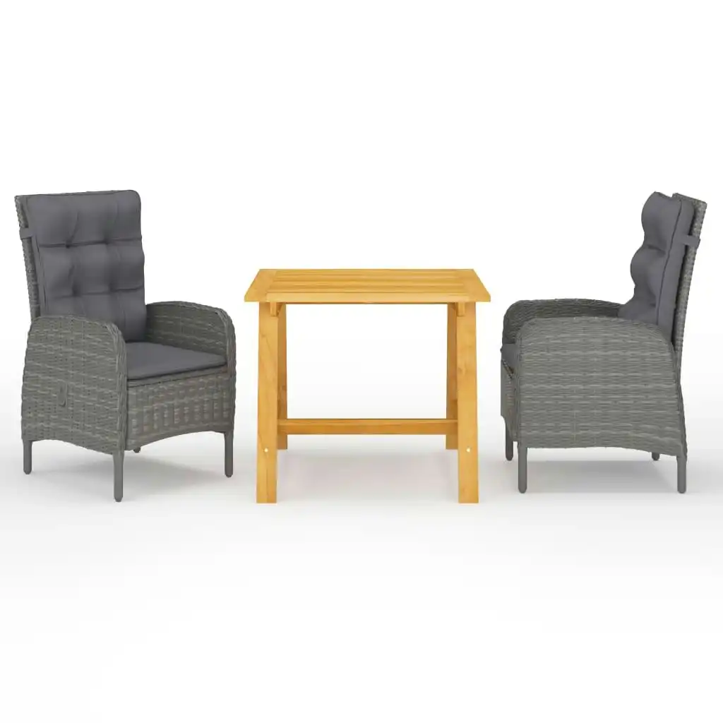 3 Piece Garden Dining Set Grey 3068689