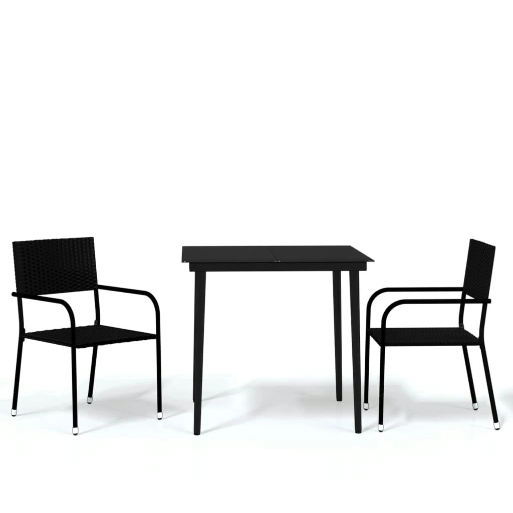 3 Piece Garden Dining Set Black 3099589