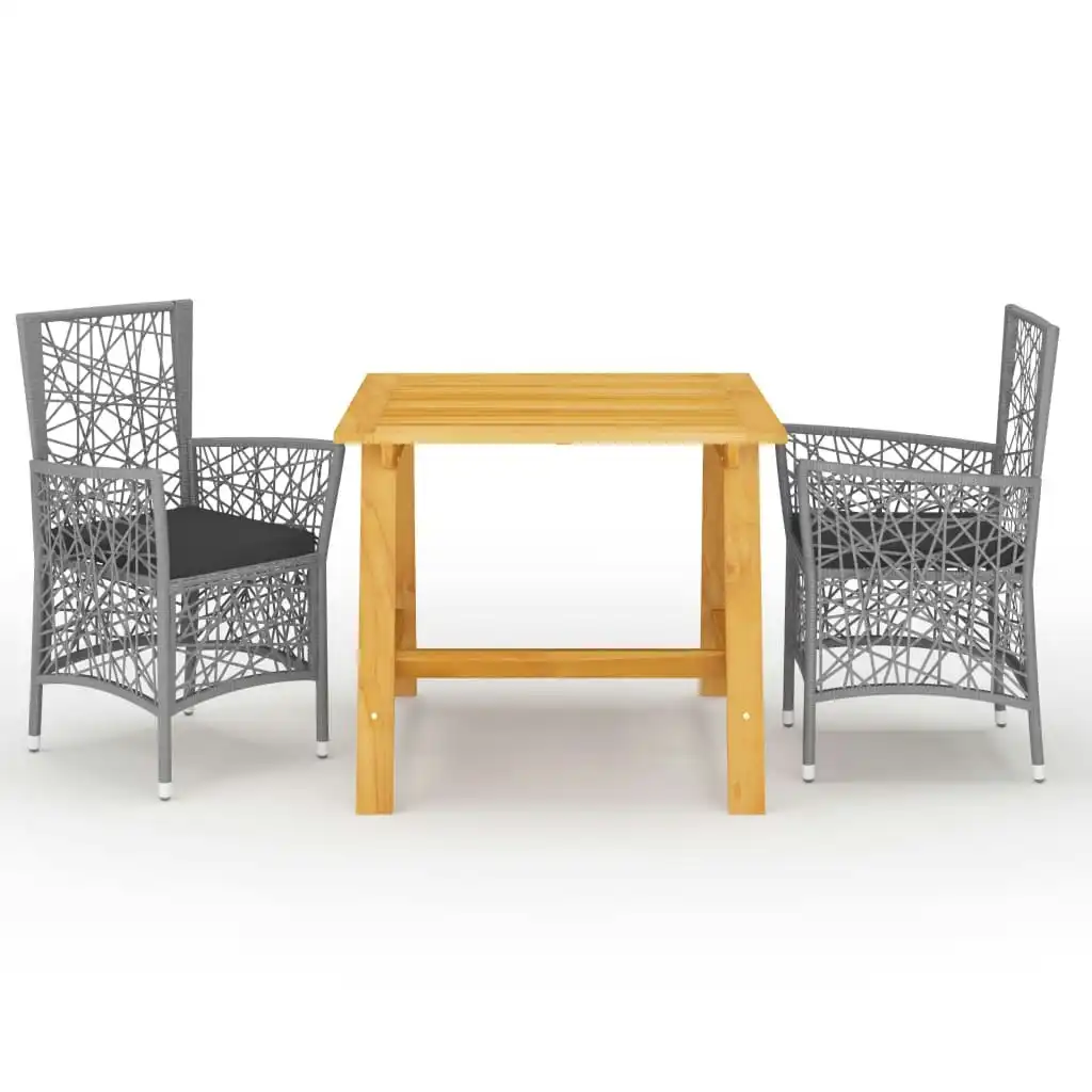 3 Piece Garden Dining Set Grey 3068702