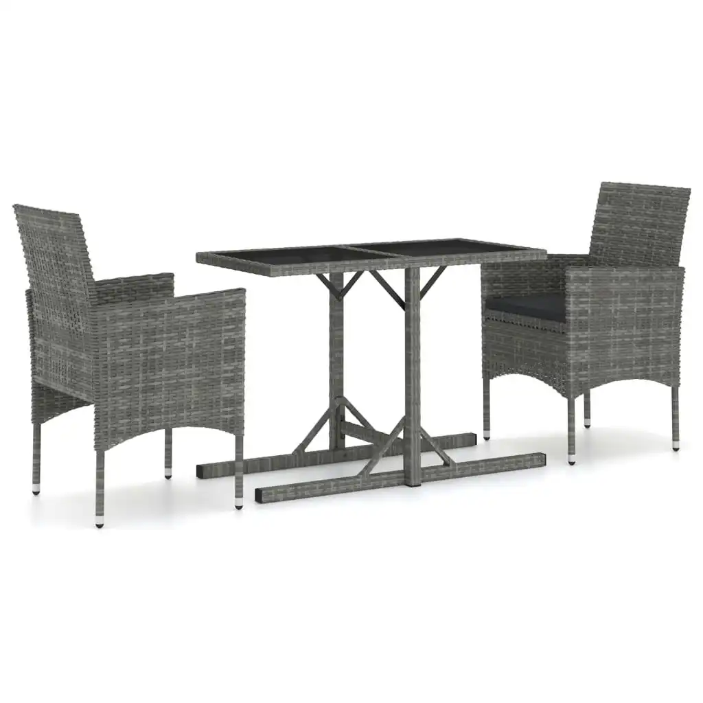 3 Piece Garden Dining Set Grey 3072470