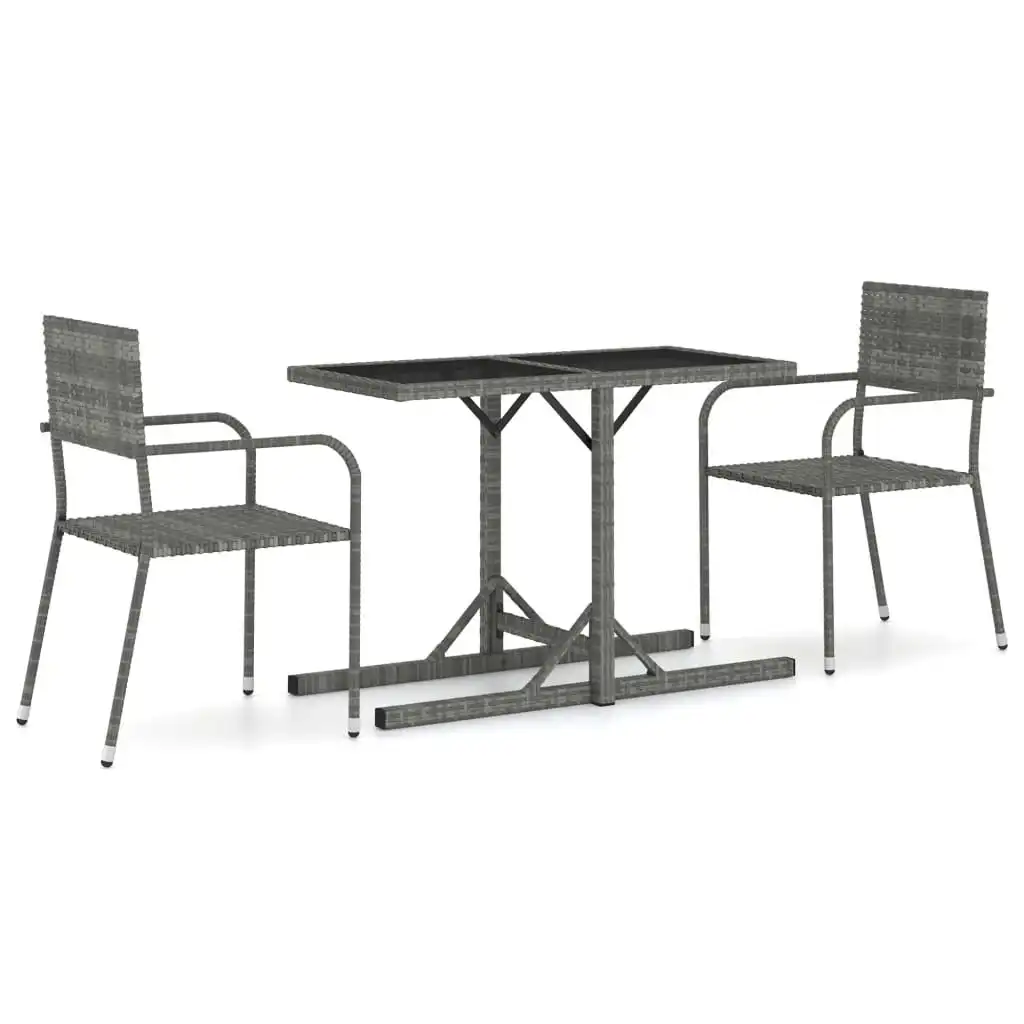 3 Piece Garden Dining Set Grey 3072480