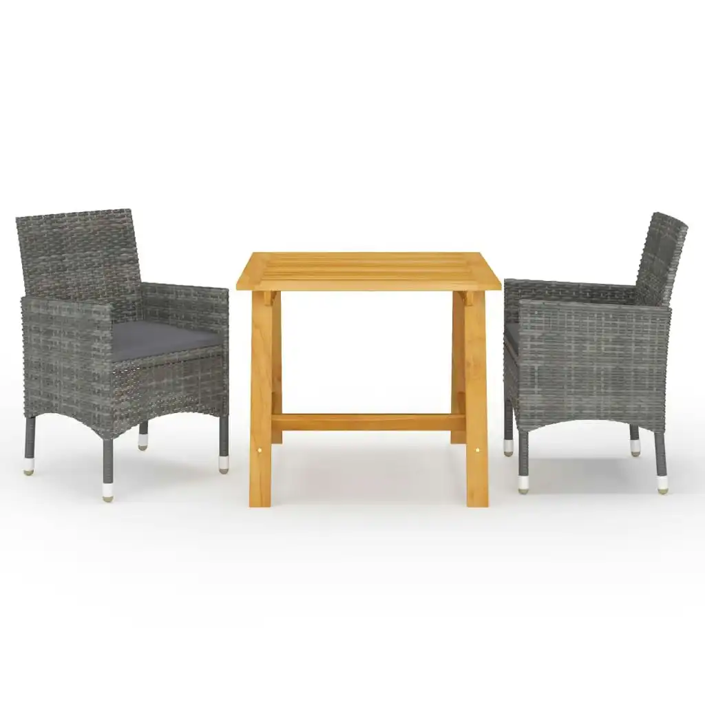 3 Piece Garden Dining Set Grey 3068684