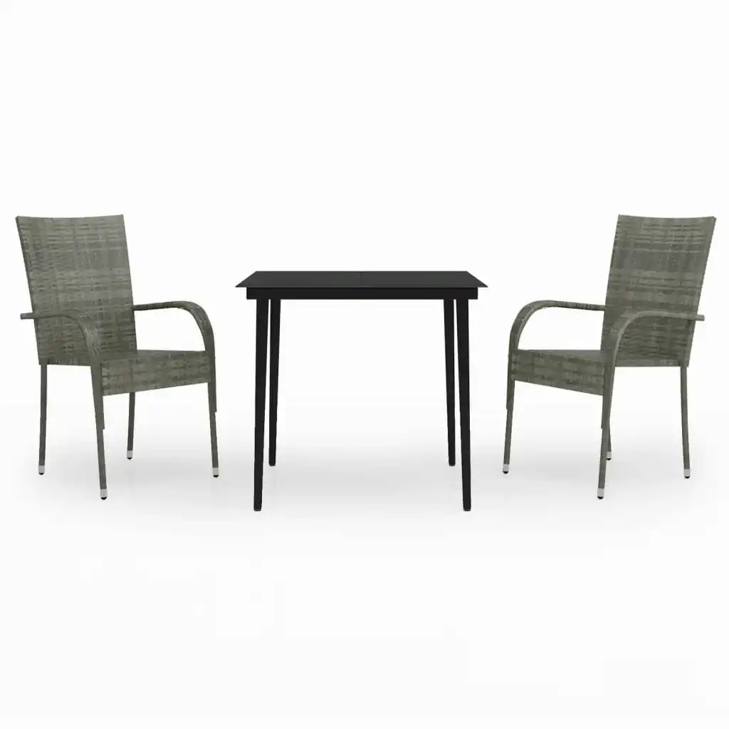 3 Piece Garden Dining Set Grey and Black 3099407