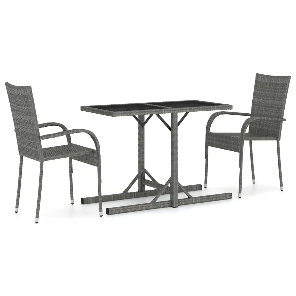 3 Piece Garden Dining Set Grey 3072477