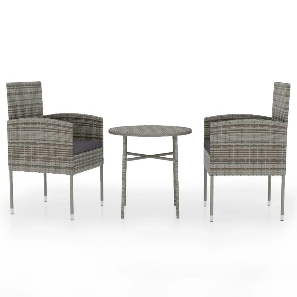 3 Piece Garden Dining Set Poly Rattan Anthracite 3098037