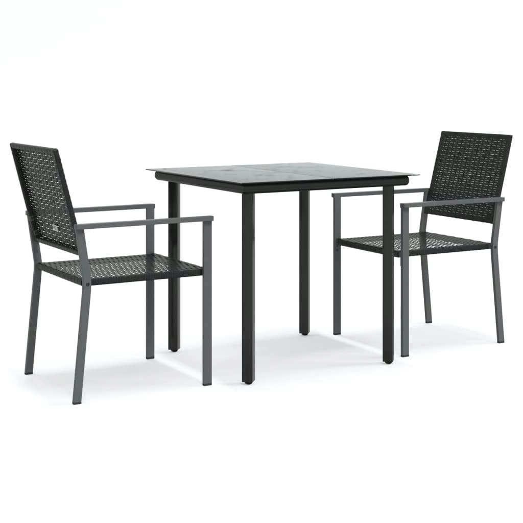 3 Piece Garden Dining Set Poly Rattan and Steel 3187019