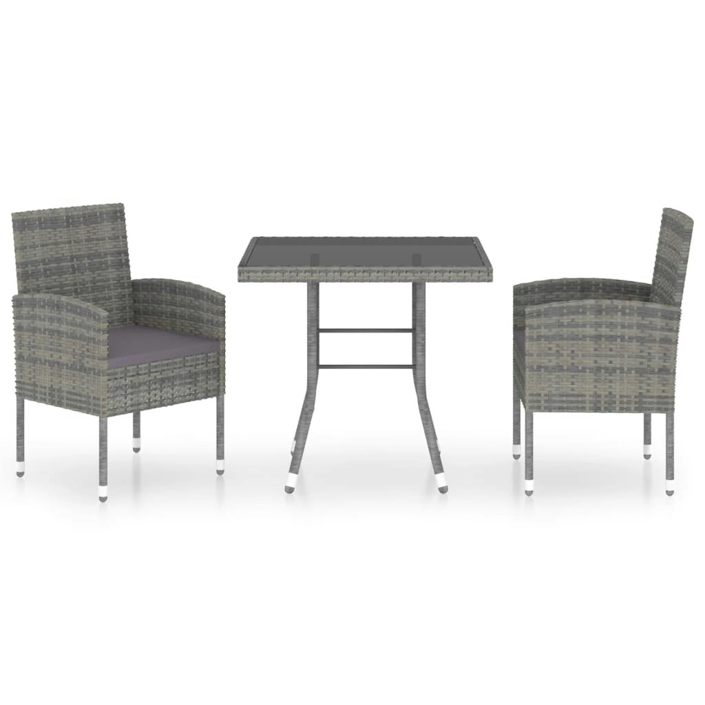 3 Piece Garden Dining Set Poly Rattan Anthracite 3059412