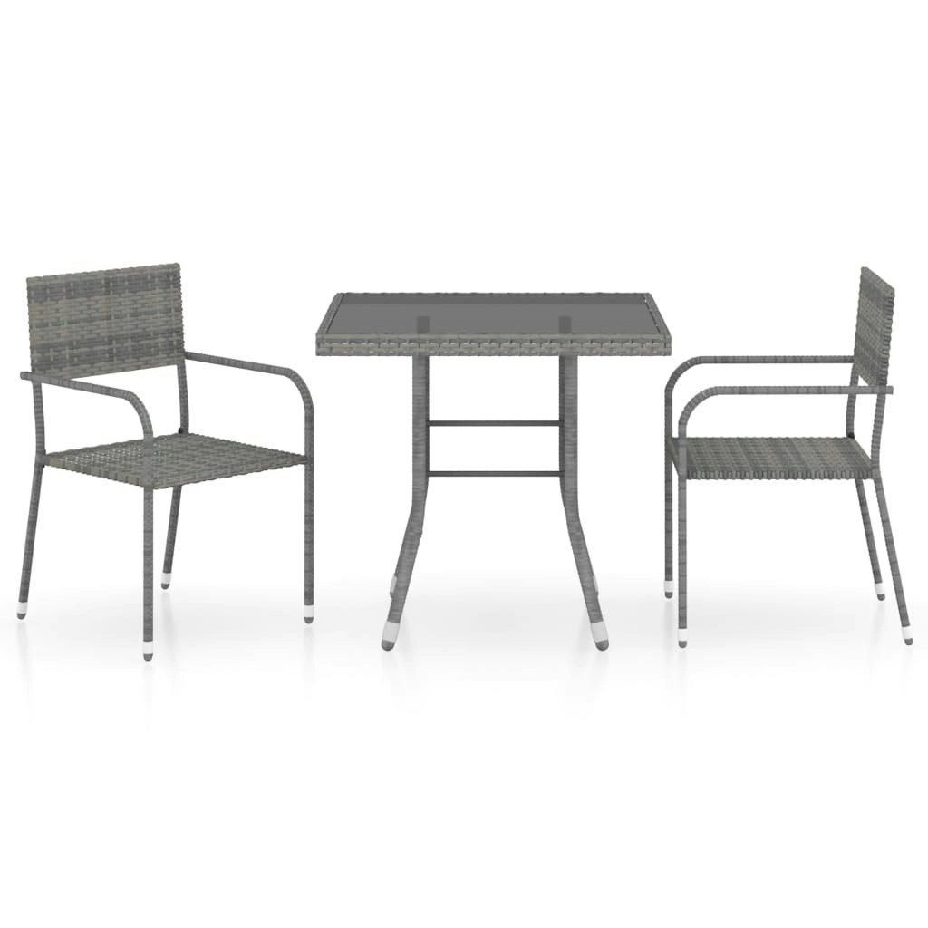 3 Piece Garden Dining Set Poly Rattan Anthracite & Grey 3059441